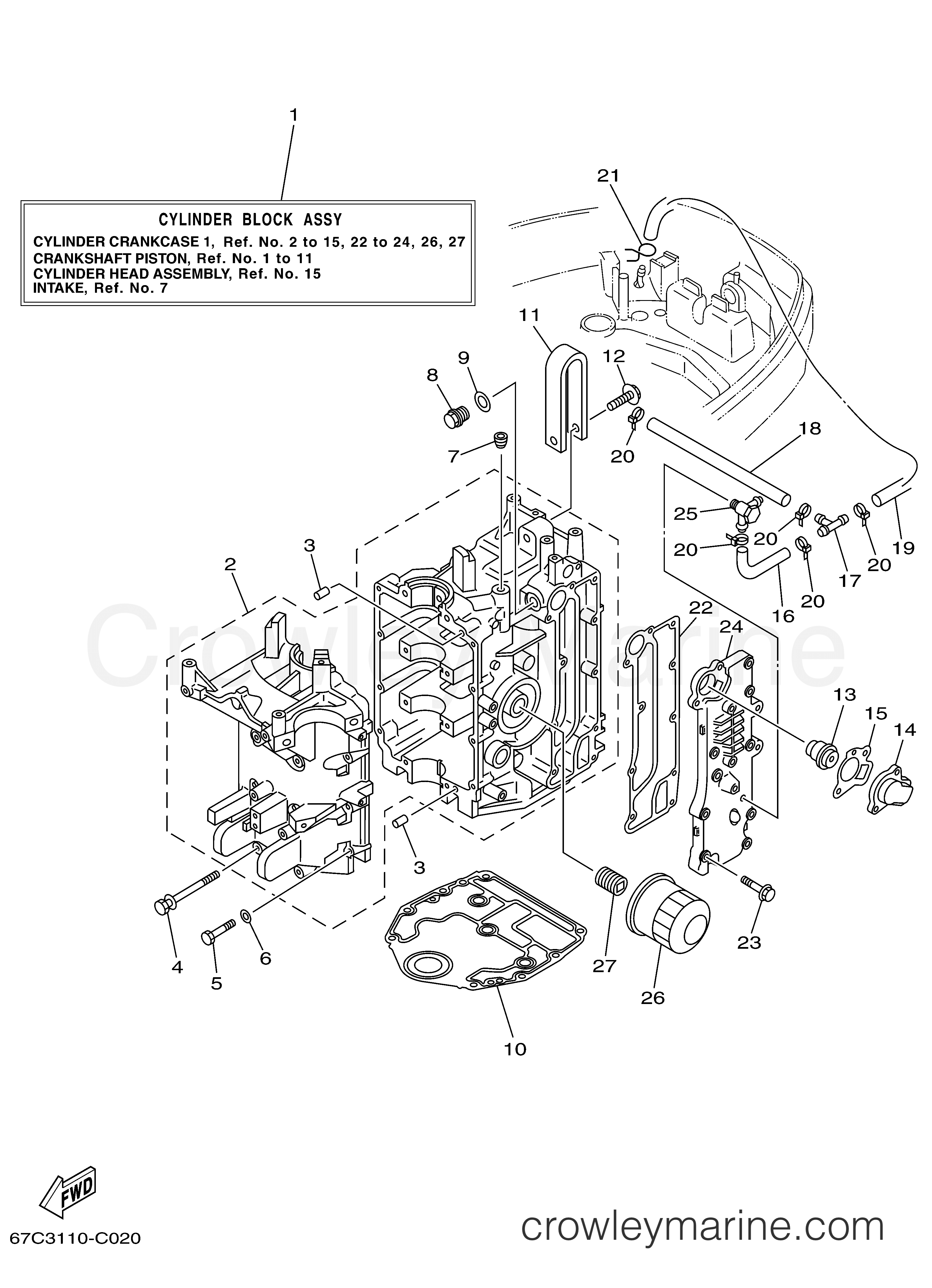 Yamaha Motors F40TLRD - CYLINDER CRANKCASE 1