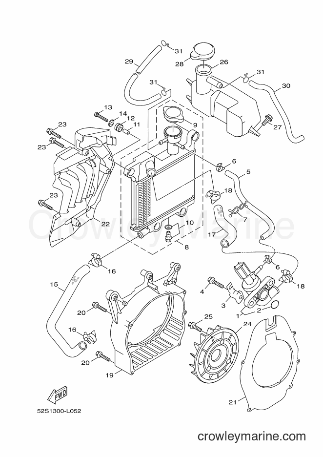 2012 Scooter HW125 - HW125 (53B1) [010] - RADIATOR & HOSE