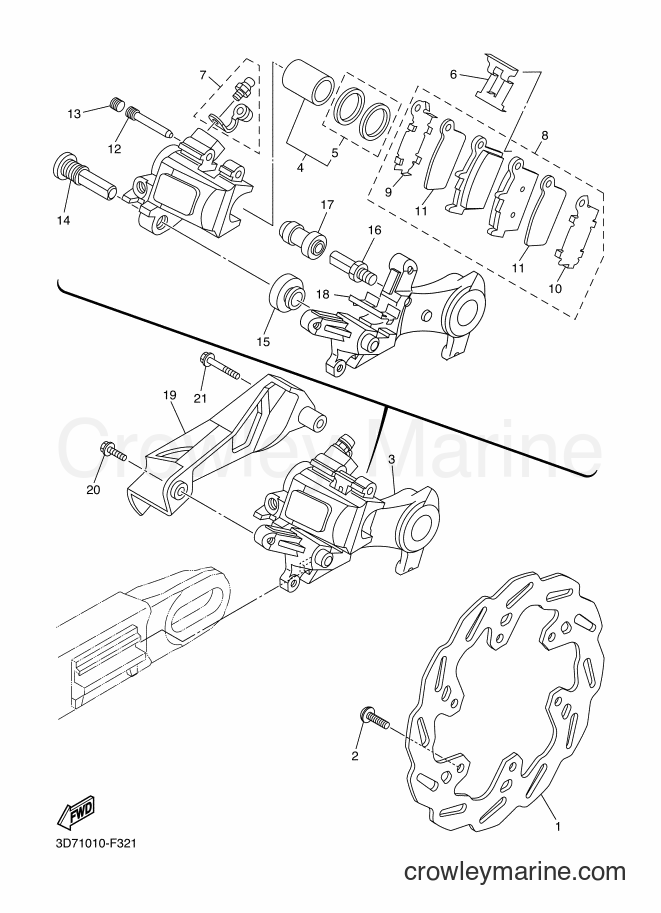 2013 Dirt Bike WR250R - WR250R (3D7B) [010] - REAR BRAKE CALIPER
