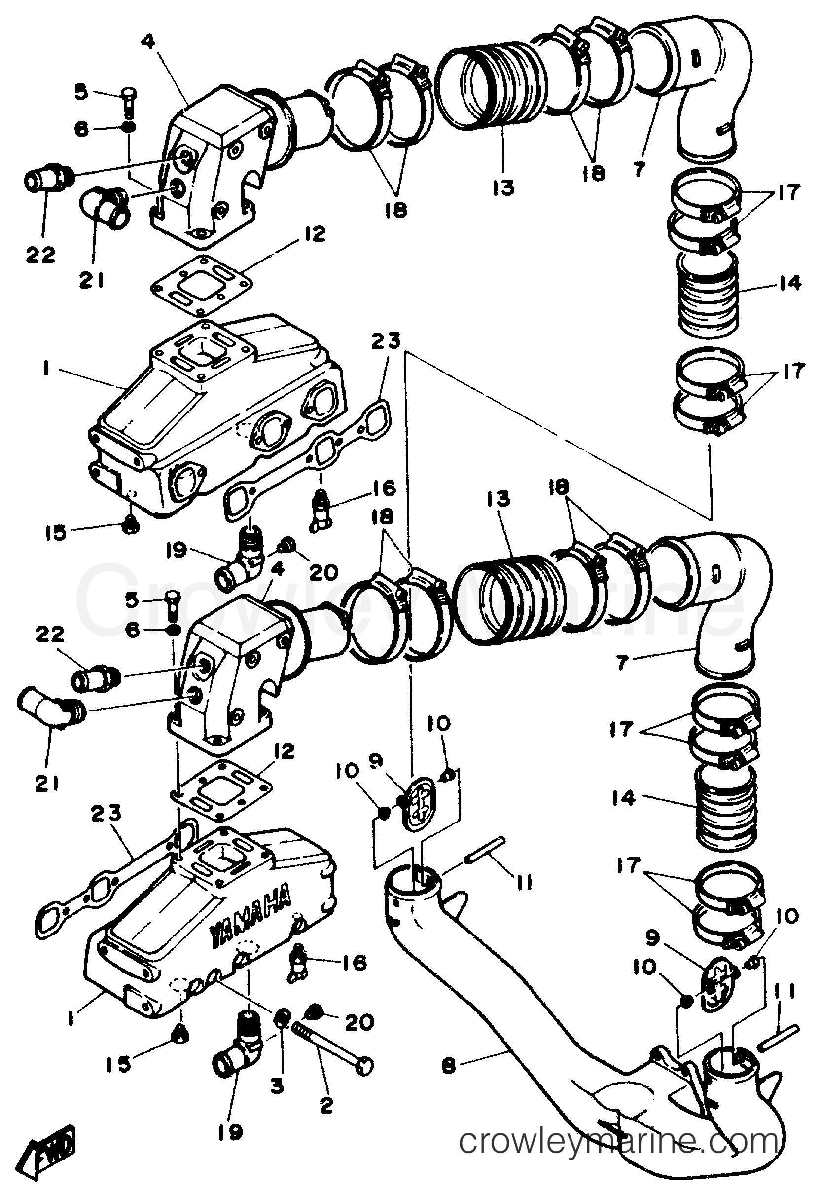 Yamaha Motors V6_4.3_ENGINE_EST - EXHAUST SYSTEM