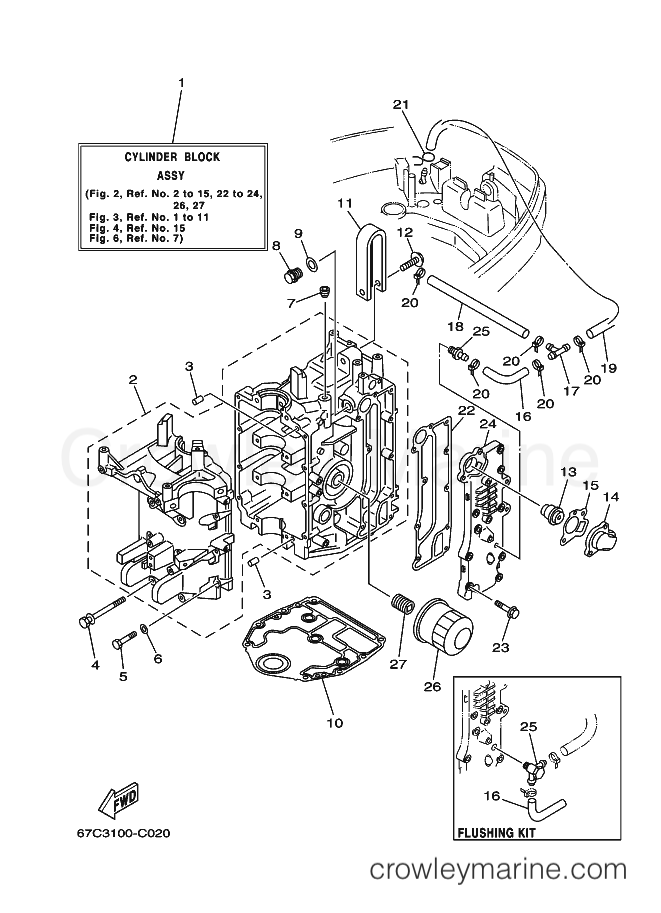 Yamaha Motors F40ELHC (67C3) [310] - CYLINDER & CRANKCASE 1
