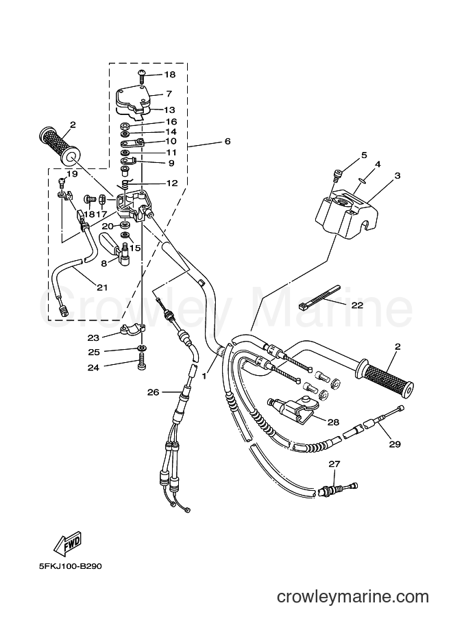Yamaha Motors YFZ350 (3B5B) [010] - STEERING HANDLE & CABLE