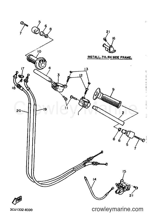 1988 Sport Bike FZR750R - FZR750R (3CS2) [010] - STEERING HANDLE & CABLE