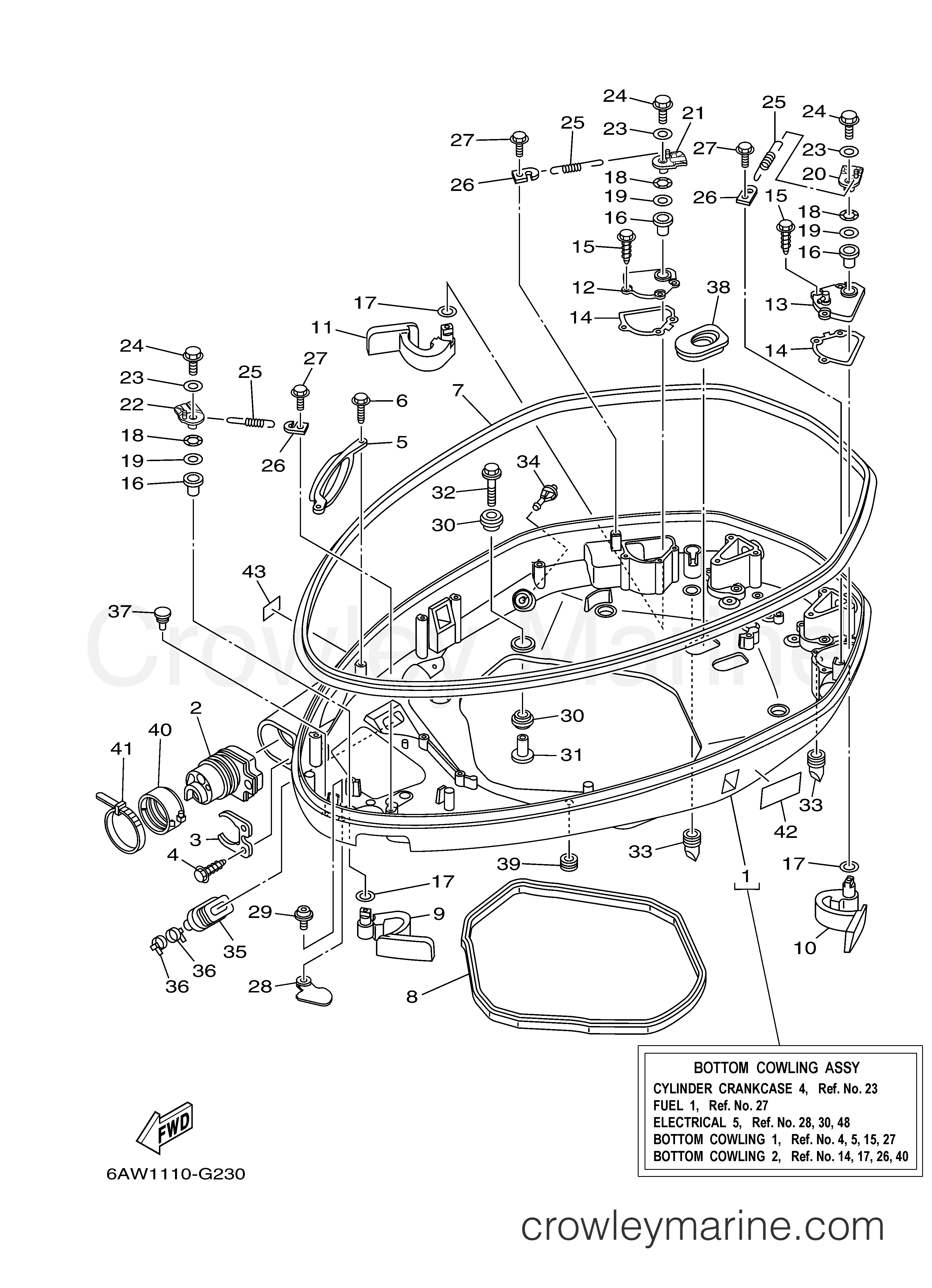 Yamaha Motors F350TUR - BOTTOM COWLING 1