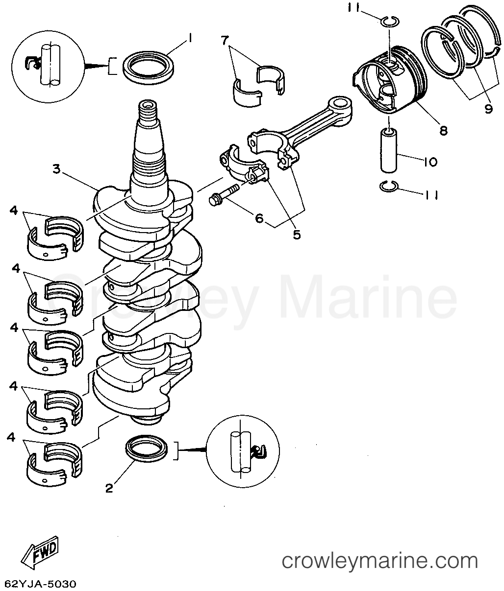 Yamaha Motors F50TLHT - CRANKSHAFT PISTON