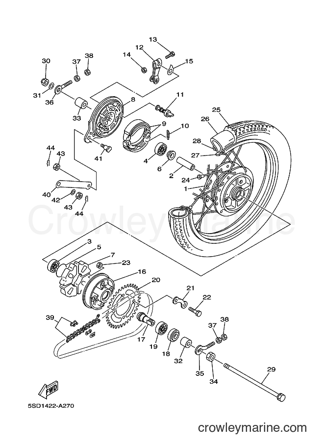 Yamaha Motors T105E (5SD2) [010] - REAR WHEEL