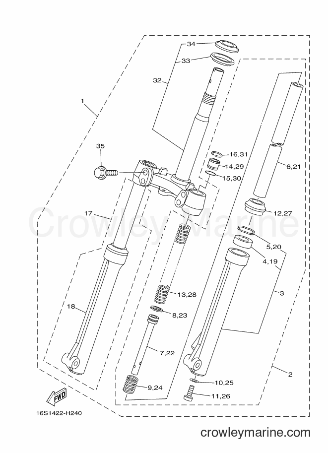 2010 Scooter T115LSE - T115LSE (16S8) [010] - FRONT FORK FOR DRUM BRAKE