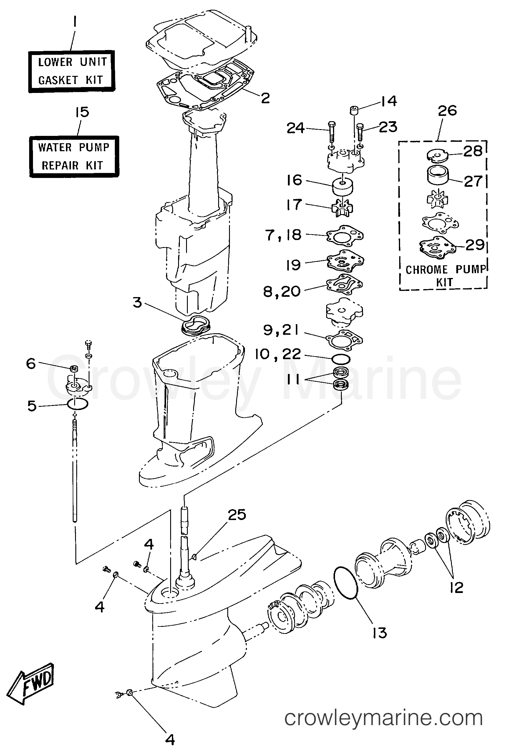 REPAIR KIT 2 - 1989 Outboard 70hp 70ETLF | Crowley Marine