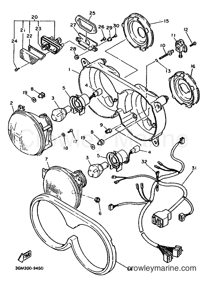 1990 Sport Bike FZR1000 - FZR1000 (3LE2) [999] - HEADLIGHT