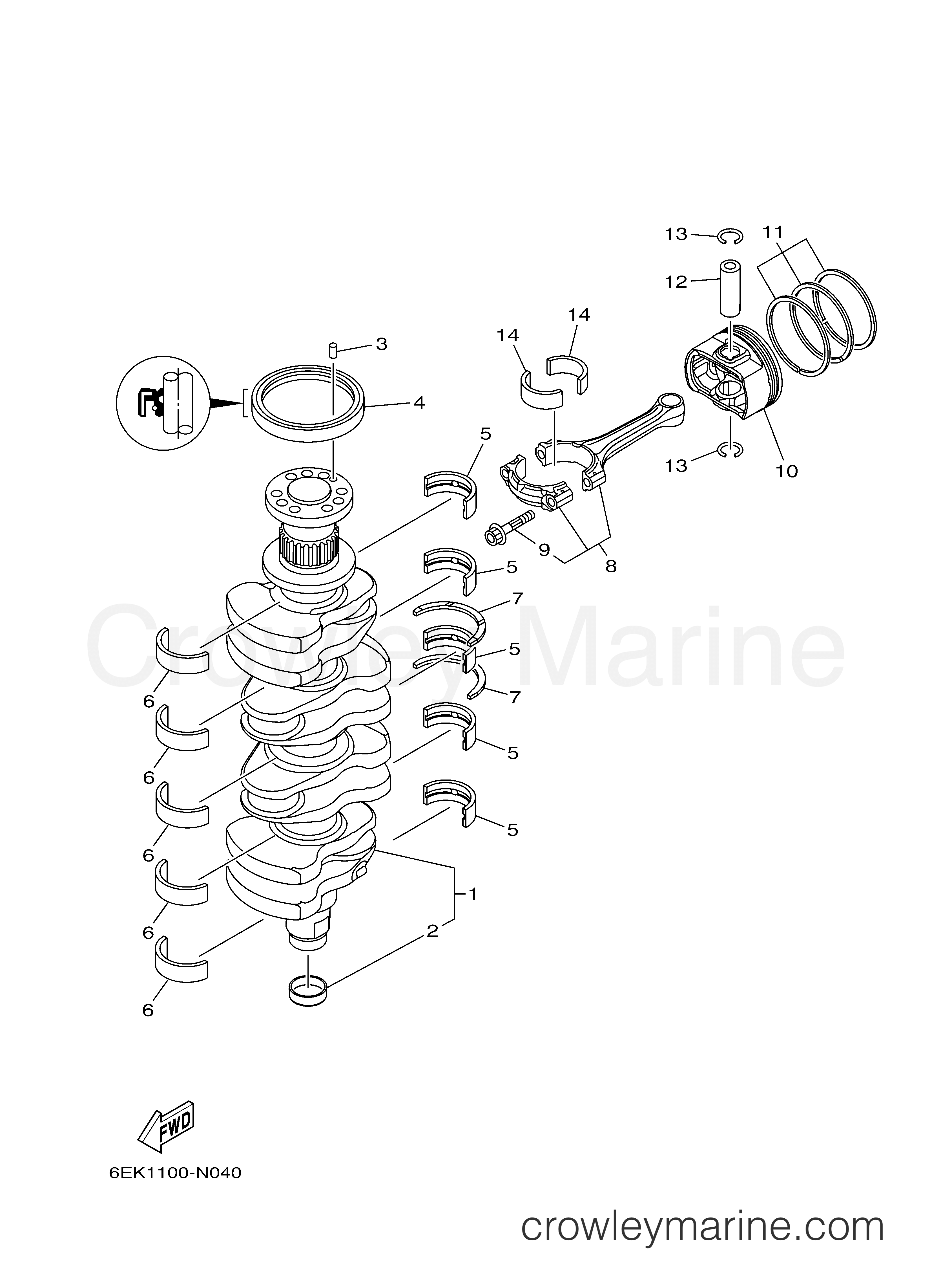 Yamaha Motors LF115XB - CRANKSHAFT PISTON