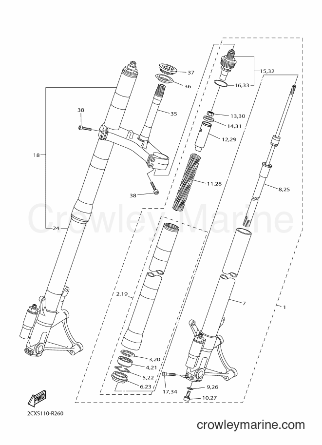 2016 Sport Bike YZF-R6 - YZF-R6 (2CXM) [050] - FRONT FORK