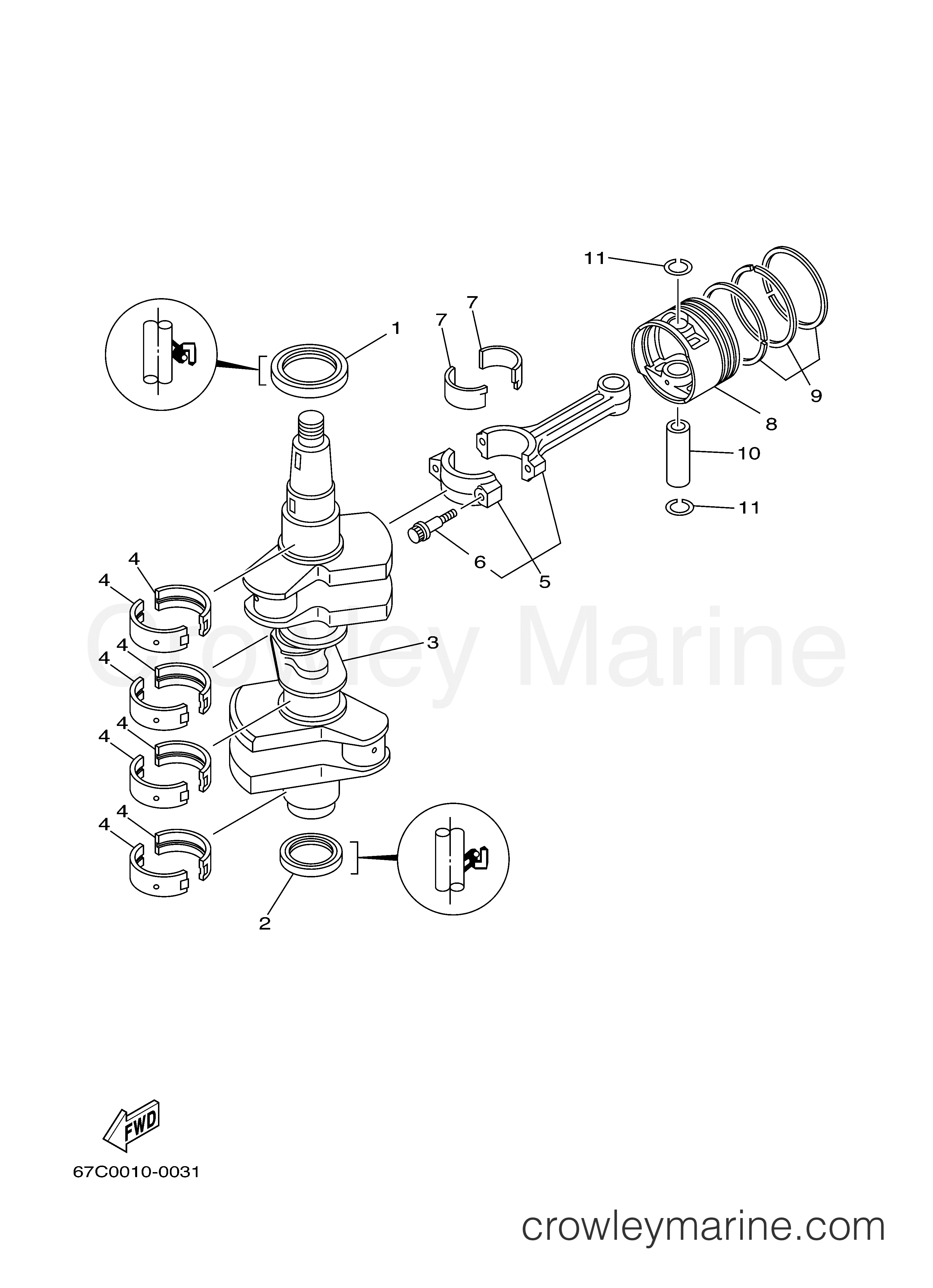Yamaha Motors F40MJHB - CRANKSHAFT PISTON