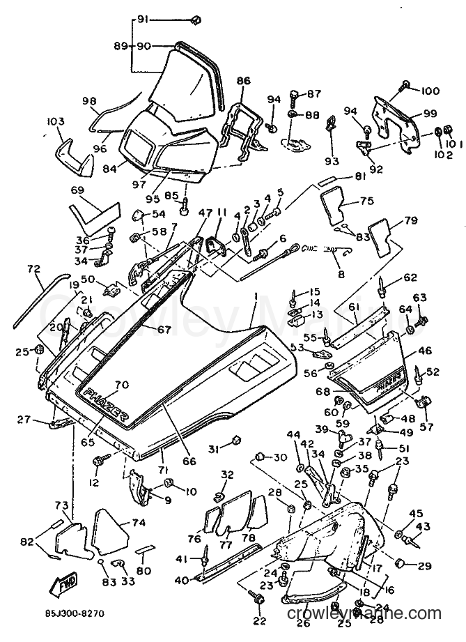 1990 Snowmobile PZ480 - PZ480 (86J2) [010] - SHROUD & WINDSHIELD