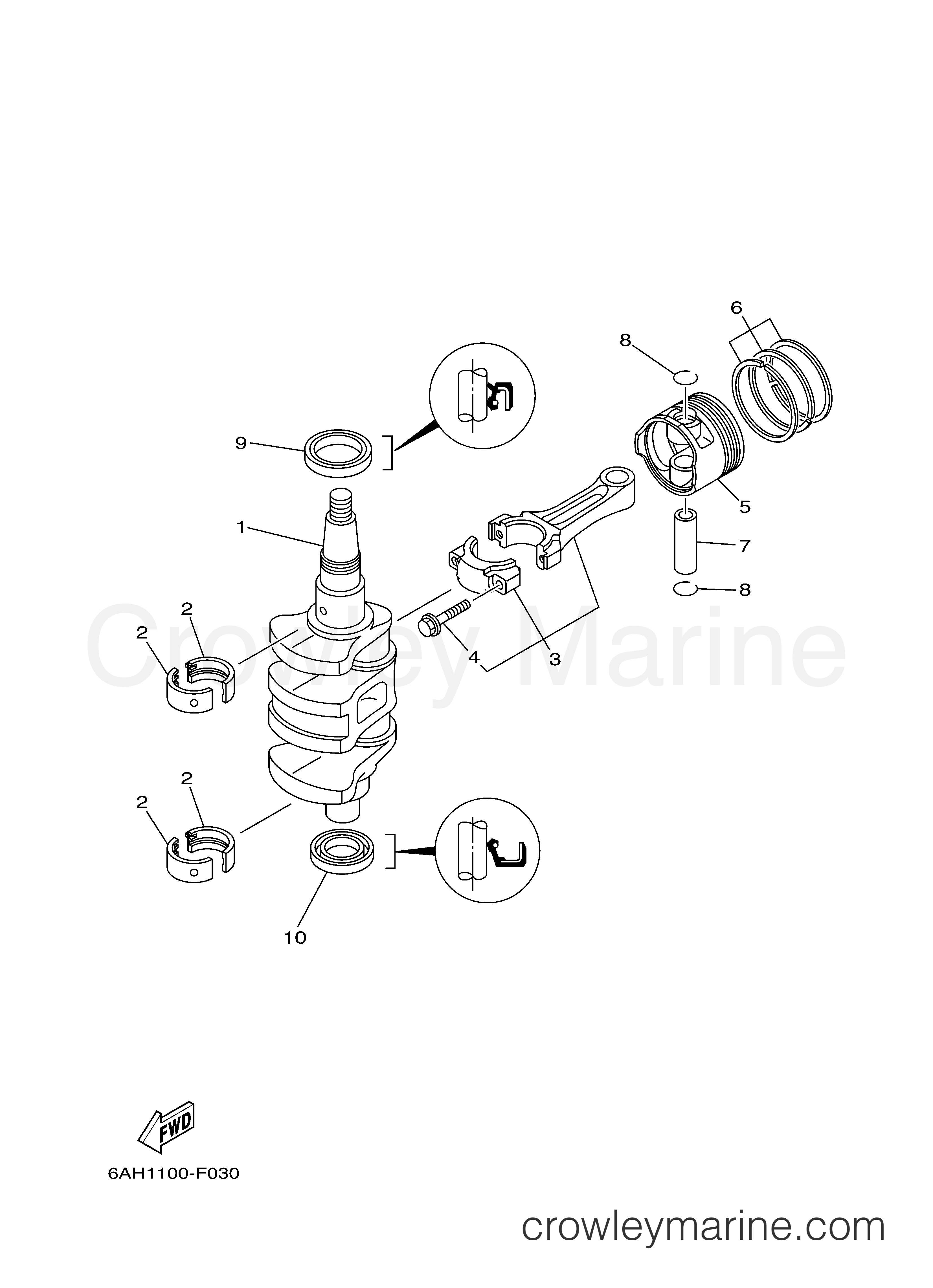 Yamaha Motors F20ELR - CRANKSHAFT PISTON