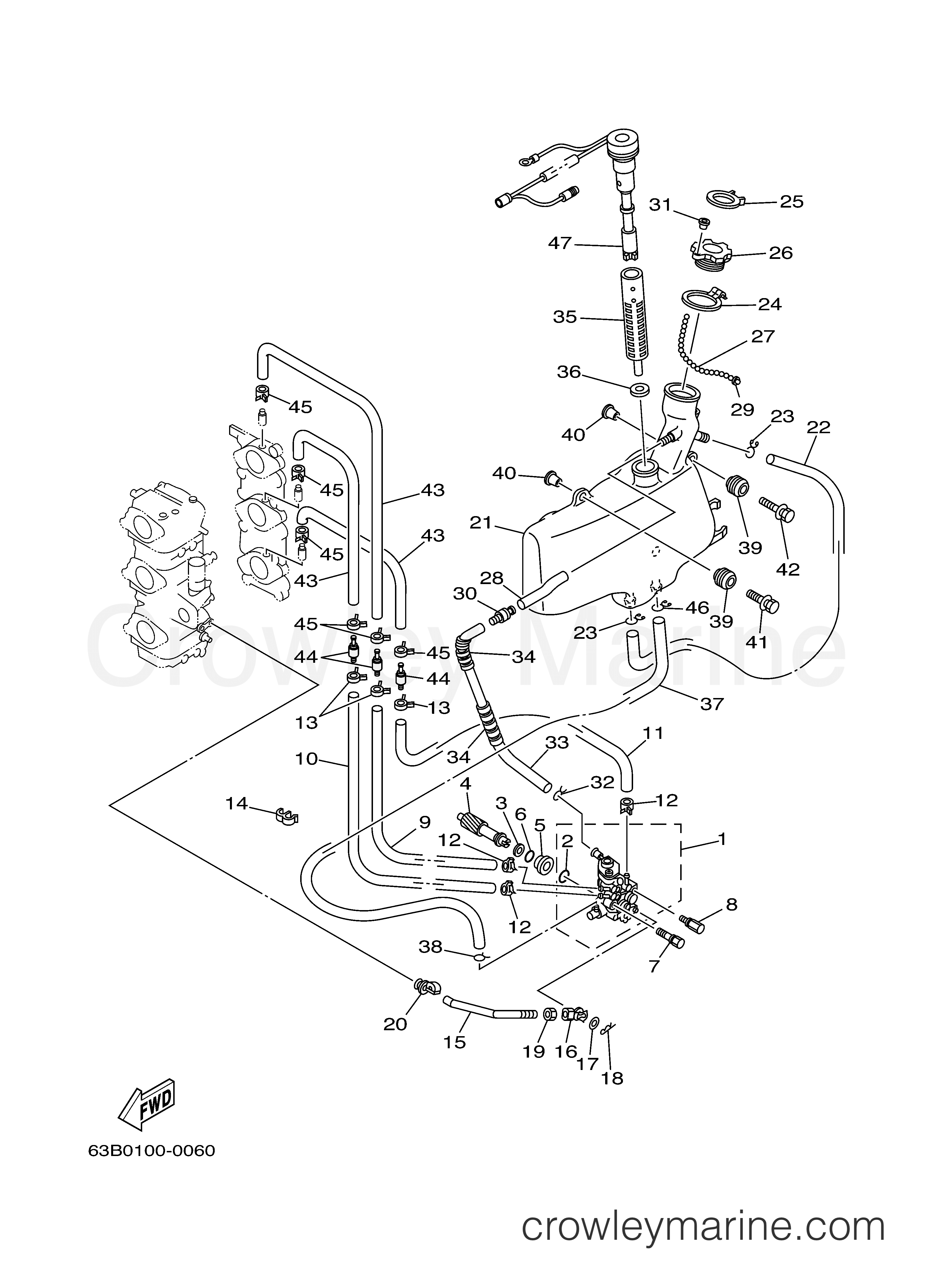 OIL PUMP 40MH - 2000 Yamaha Outboard 40hp 40MLHY | Crowley Marine