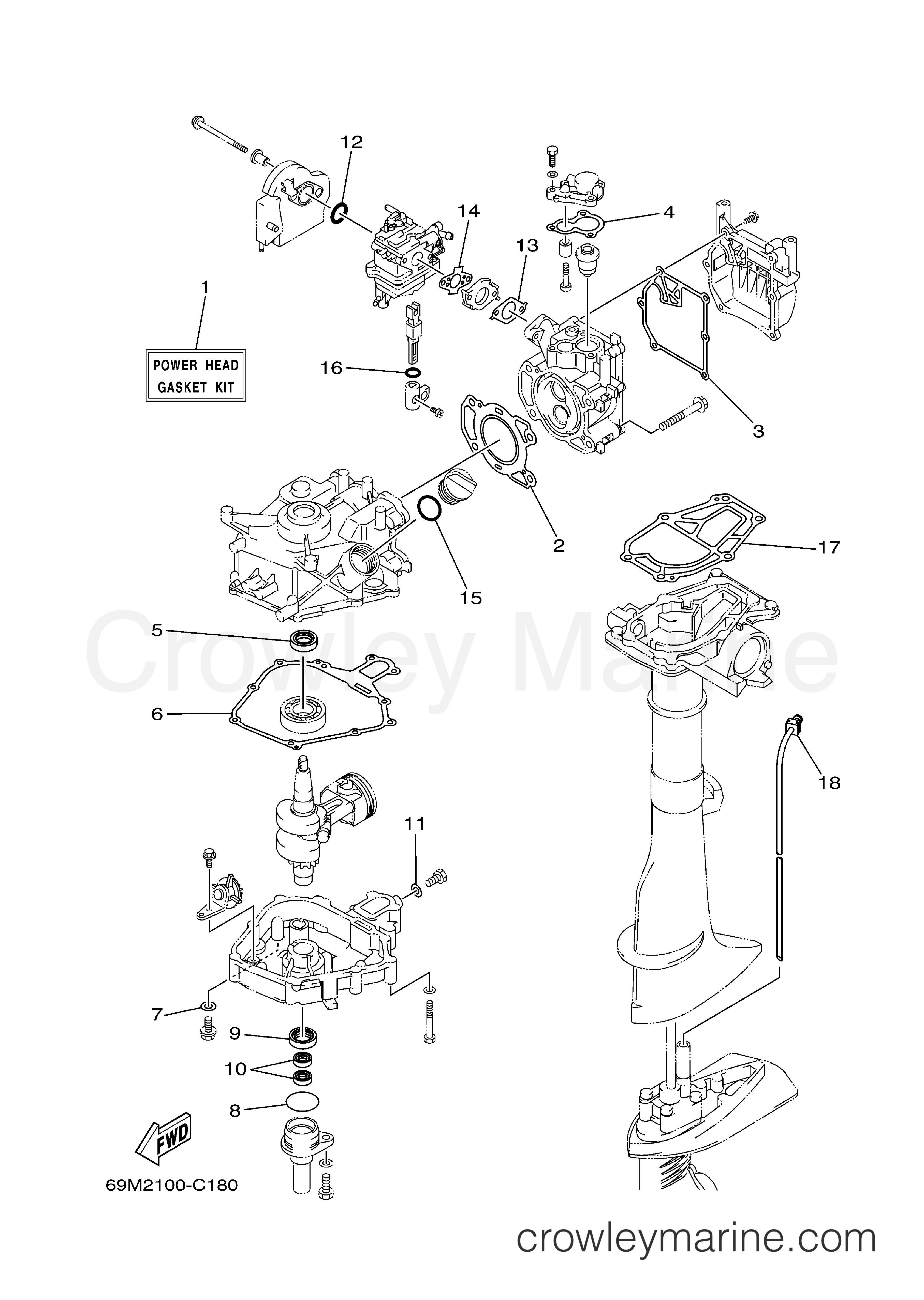 REPAIR KIT 1 2006 Yamaha Outboard 2hp F2.5MSH Crowley Marine