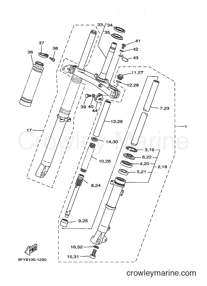 Yamaha Motors TW200E (5FYE) [010] - FRONT FORK