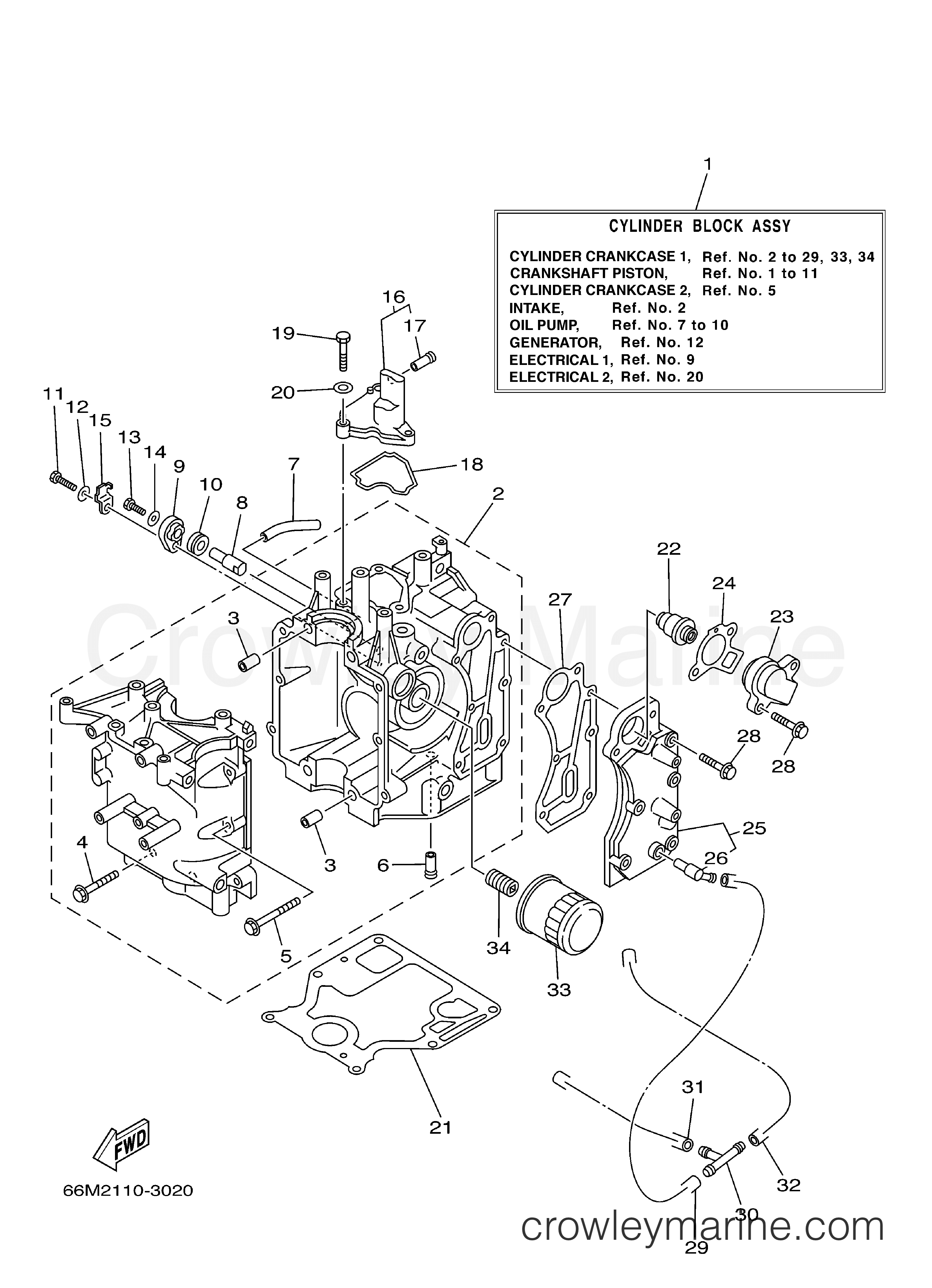Yamaha Motors F15ESHC - CYLINDER CRANKCASE 1
