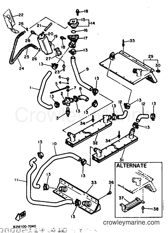 1987 Snowmobile EX570 - EX570 (82M) [999] - RADIATOR & HOSE