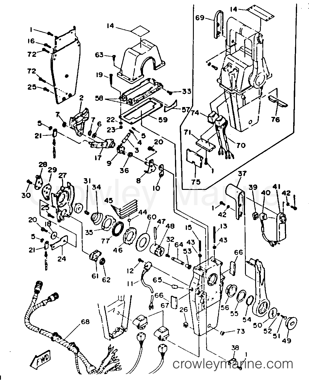REMOTE CONTROL COMPONENT PARTS (704 TYPE) - 1986 Outboard 150hp ...