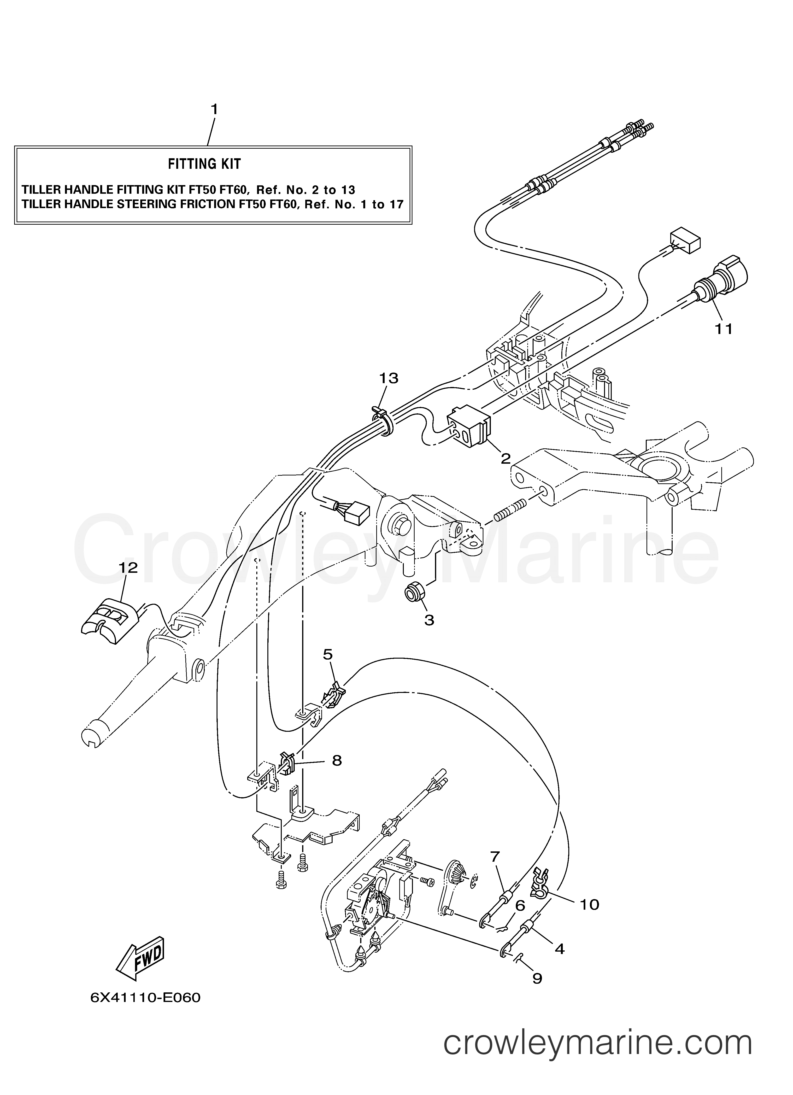Yamaha Motors Rigging 2007 - TILLER HANDLE FITTING KIT FT50 FT60