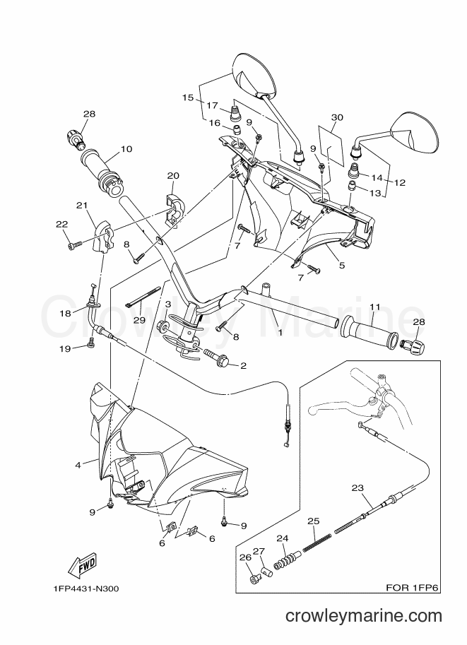 Yamaha Motors T115FL (1FP6) [010] - STEERING HANDLE & CABLE
