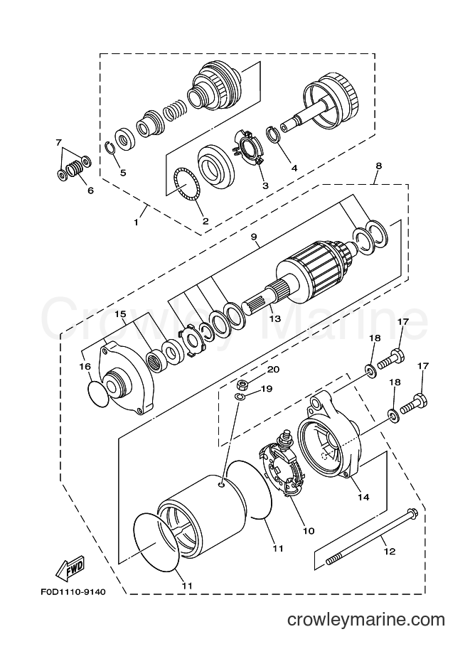 Yamaha Motors ENG FOR GP1200 (68BA) [020] - STARTING MOTOR