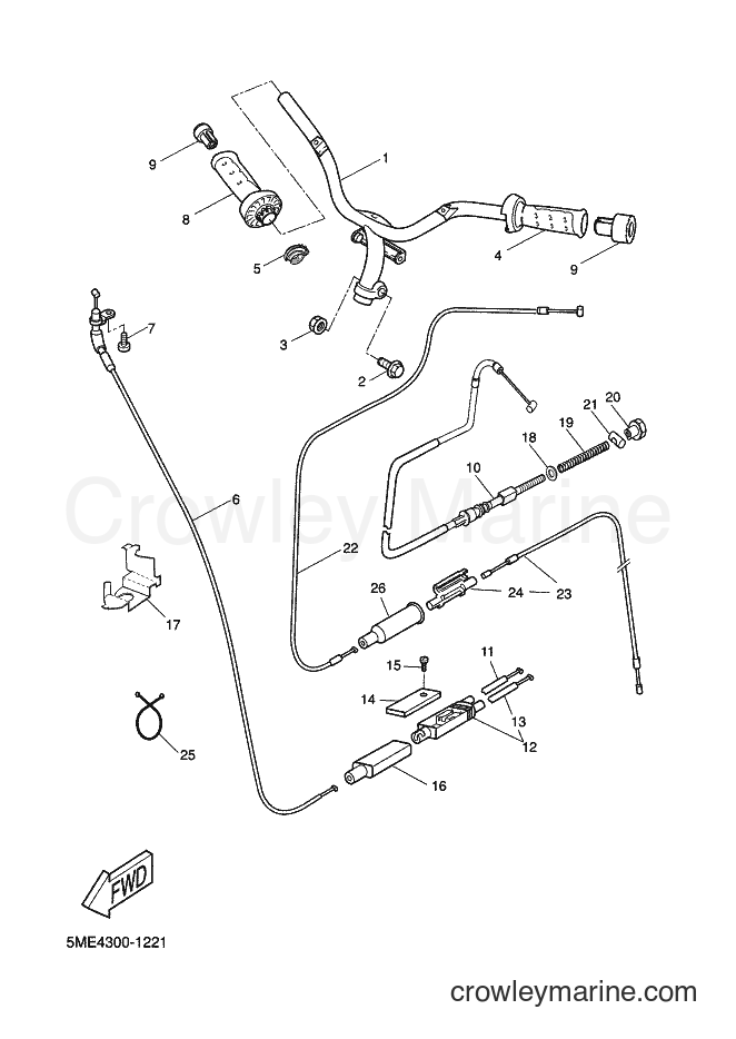 Yamaha Motors YQ100 (5ME6) [060] - STEERING HANDLE & CABLE