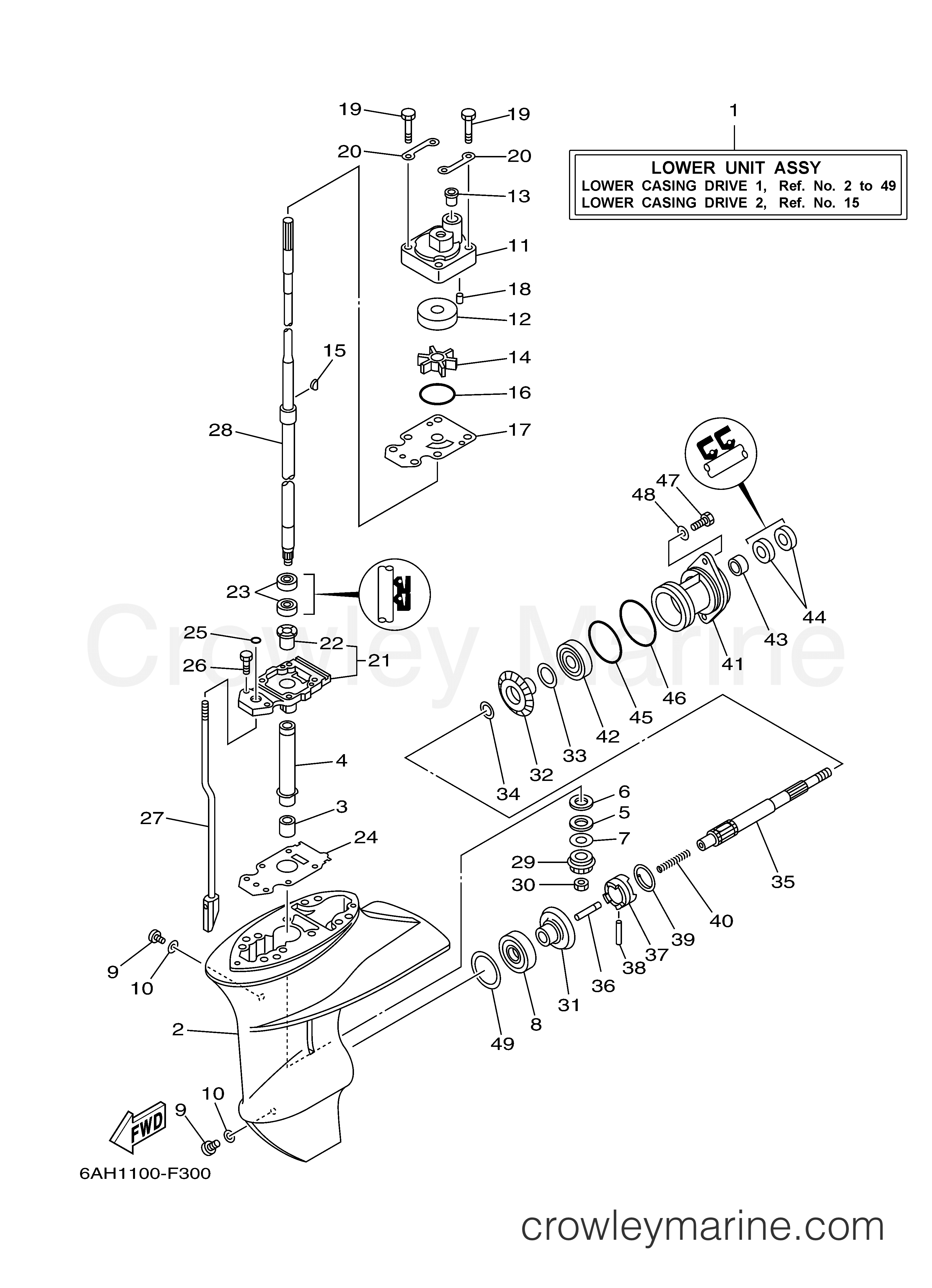 Yamaha Motors F20ELR - LOWER CASING DRIVE 1