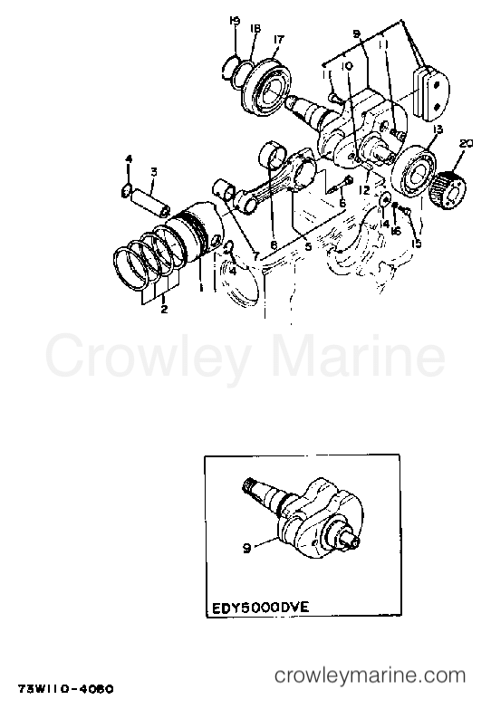 Yamaha Motors EDY5000DVE - CRANKSHAFT - PISTON