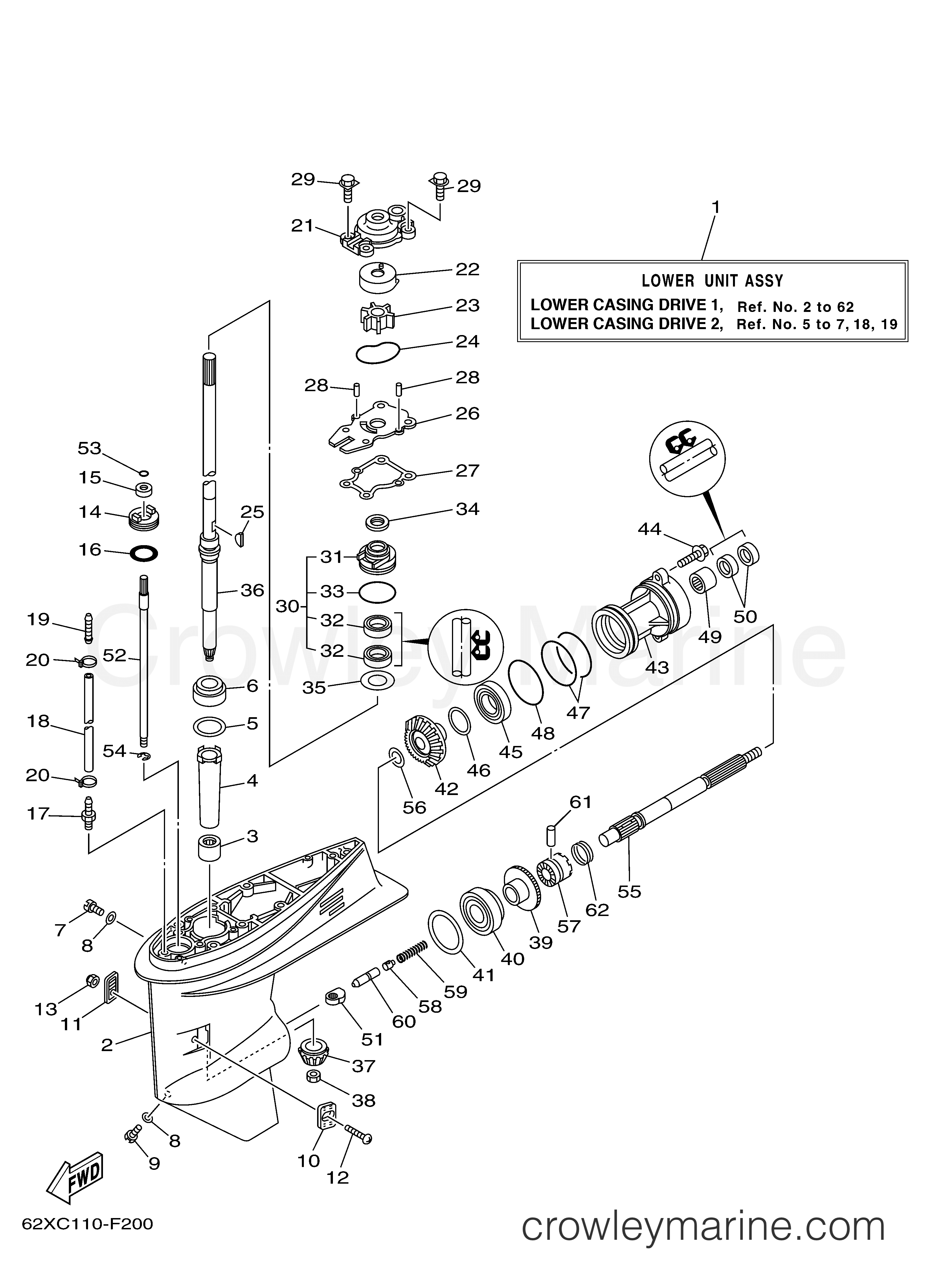 Yamaha Motors 50TLR - LOWER CASING DRIVE 1