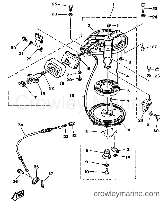 マリページ MANUAL STARTER - 1992 Outboard 9.9hp 9.9MLHQ | Crowley Marine