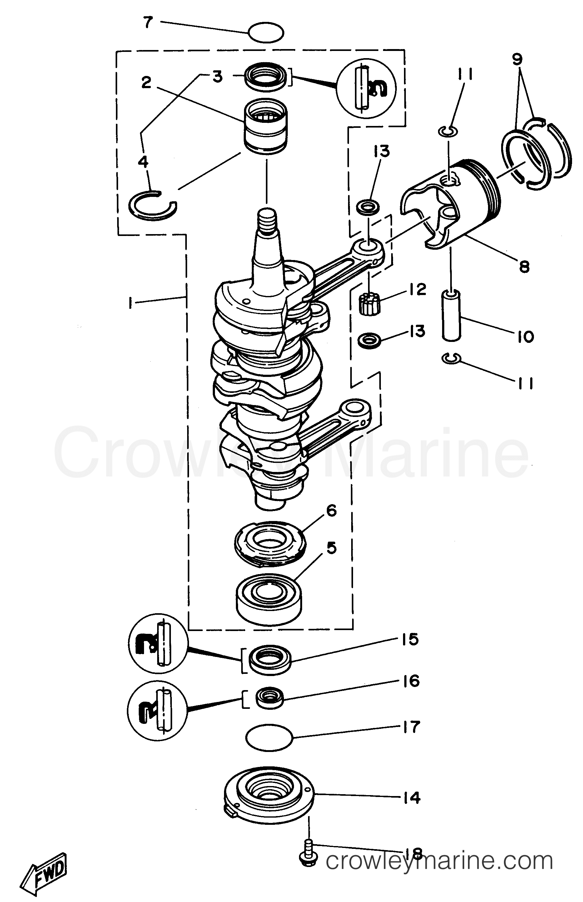 Yamaha Motors 70TLRV - CRANKSHAFT PISTON