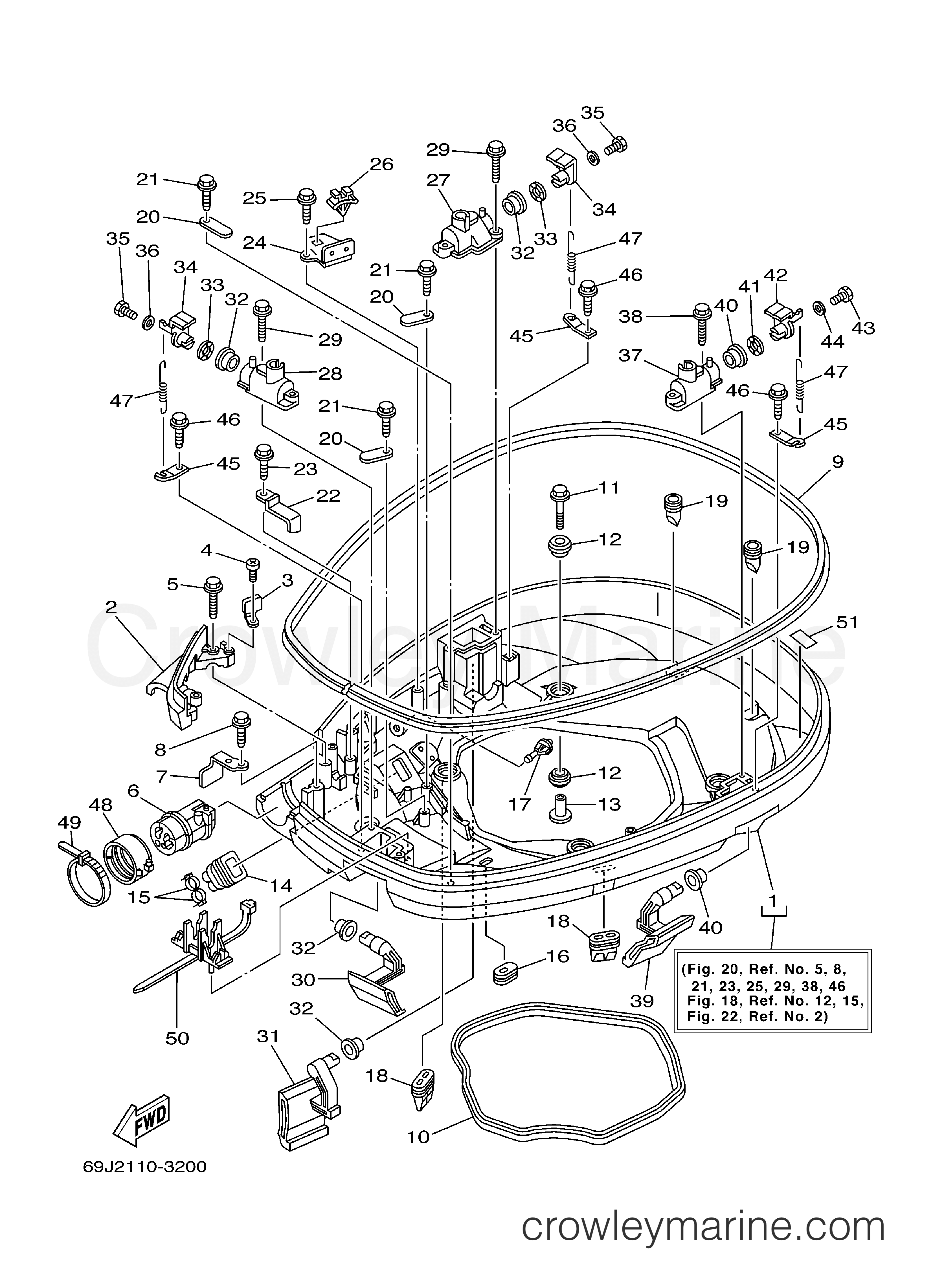 Yamaha Motors F200TXRB - BOTTOM COWLING 1