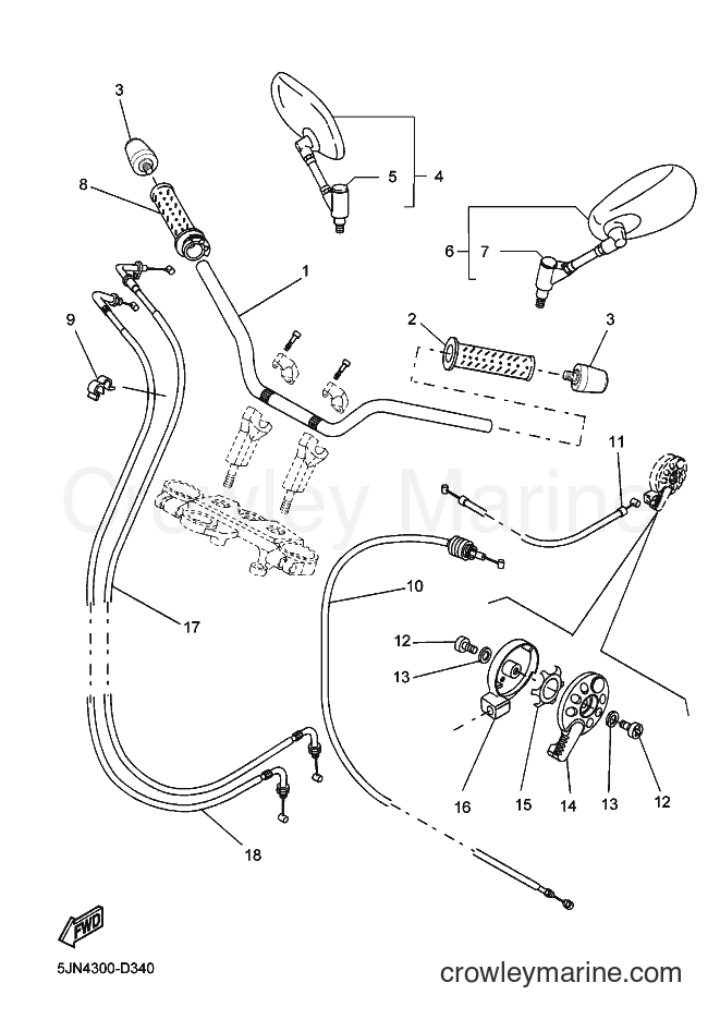 2006 Street Bike BT1100 - BT1100 (5JN5) [010] - STEERING HANDLE & CABLE