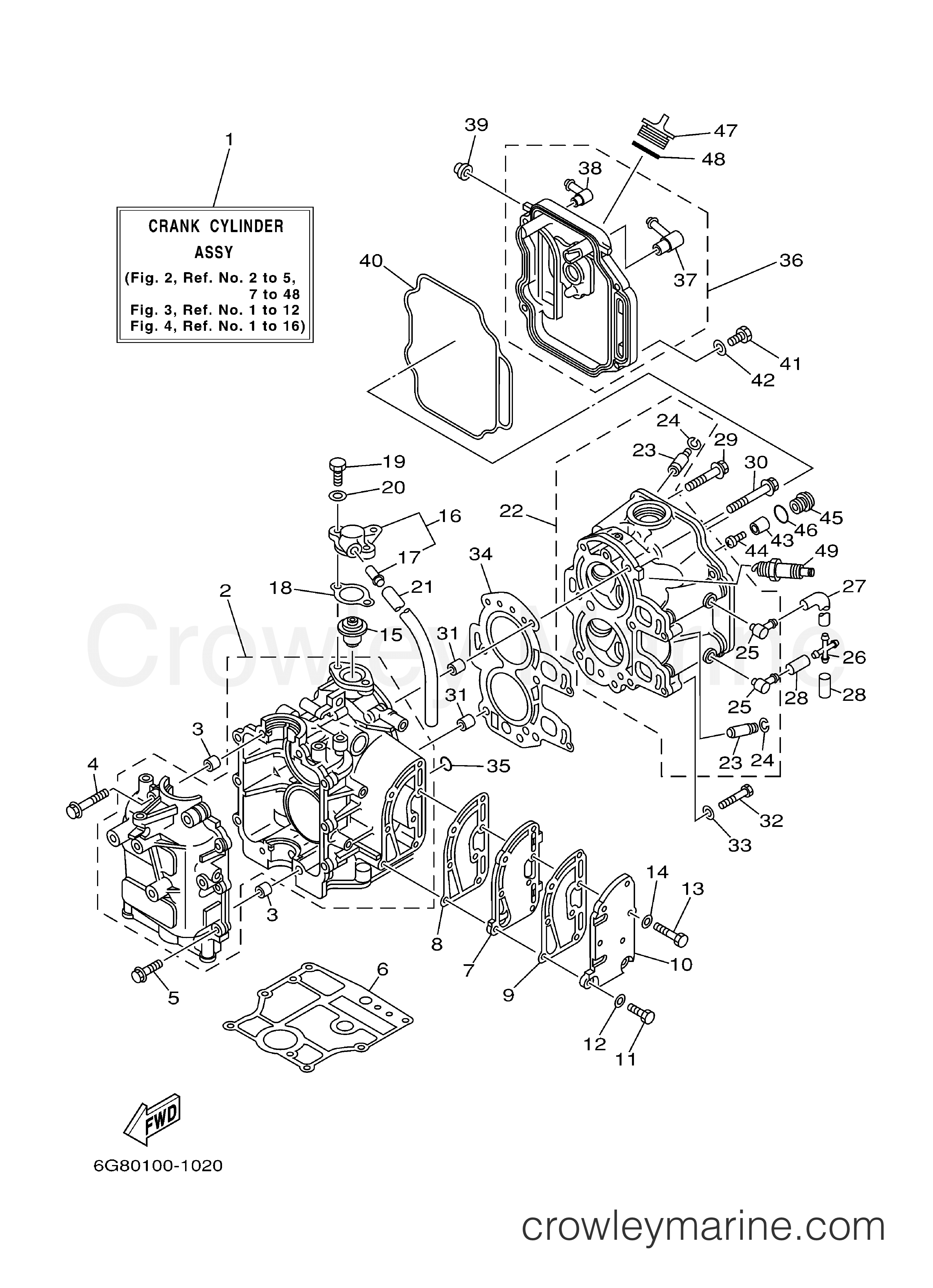 Yamaha Motors F9.9MLHZ - CYLINDER CRANKCASE