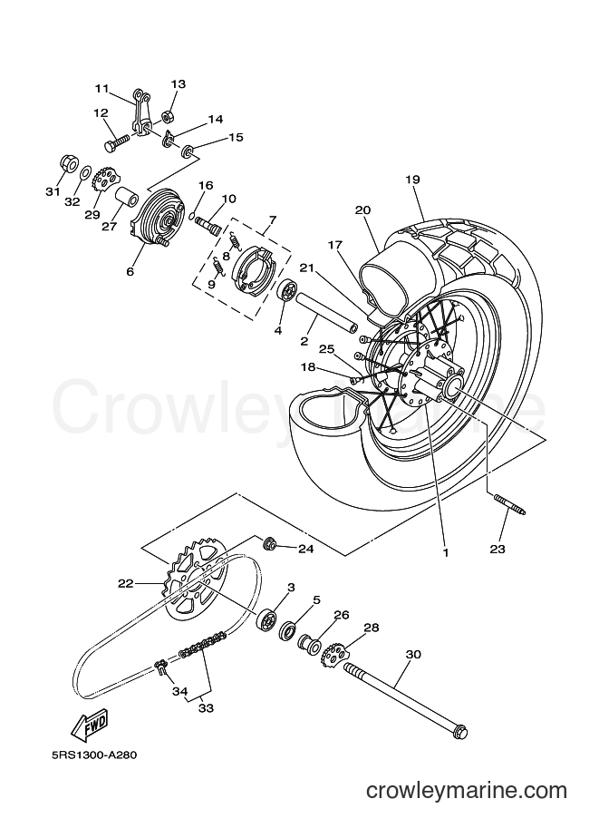 2002 Dirt Bike TW125 - TW125 (5RS2) [010] - REAR WHEEL