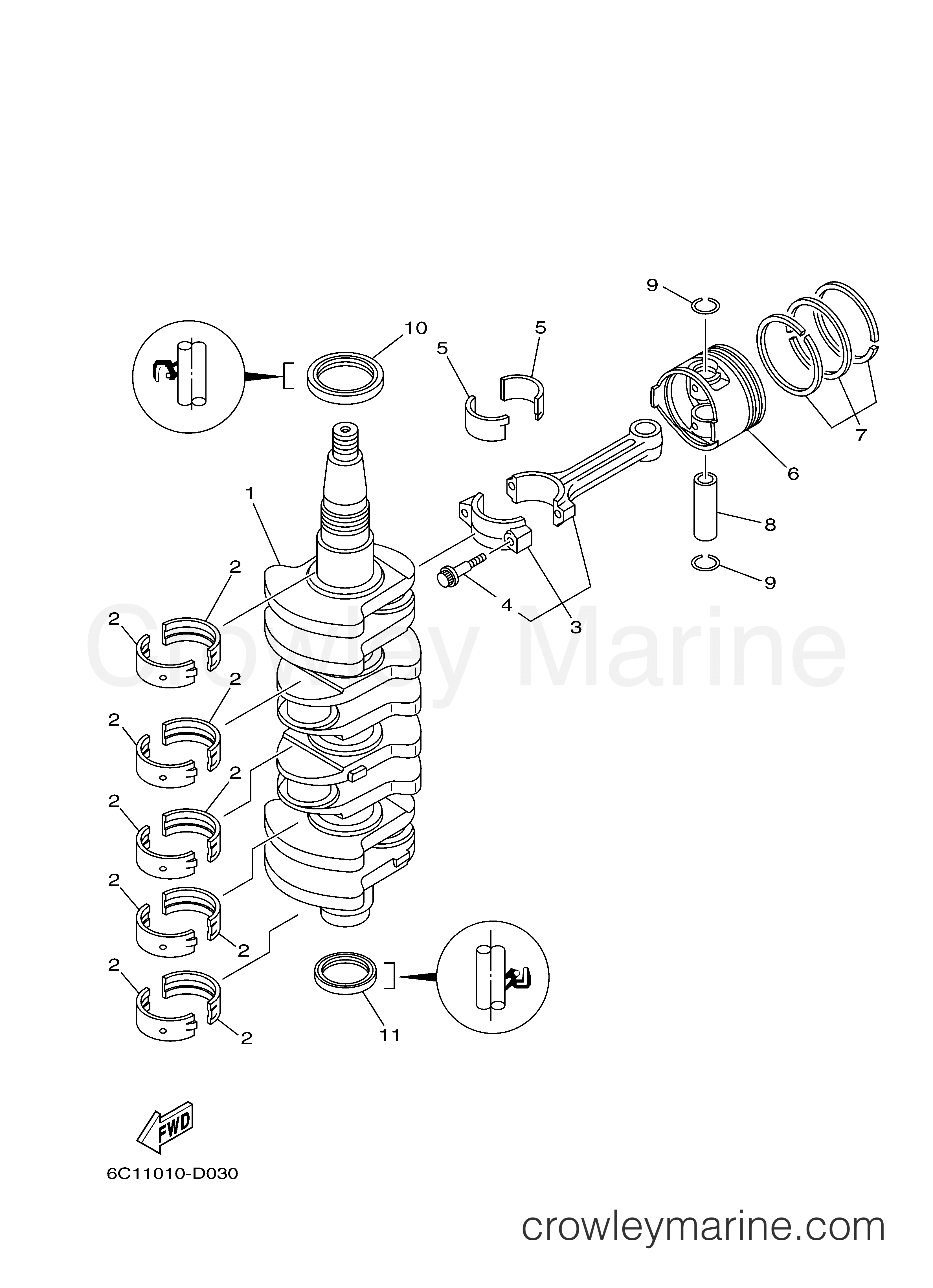 Yamaha Motors F60TJRD - CRANKSHAFT PISTON