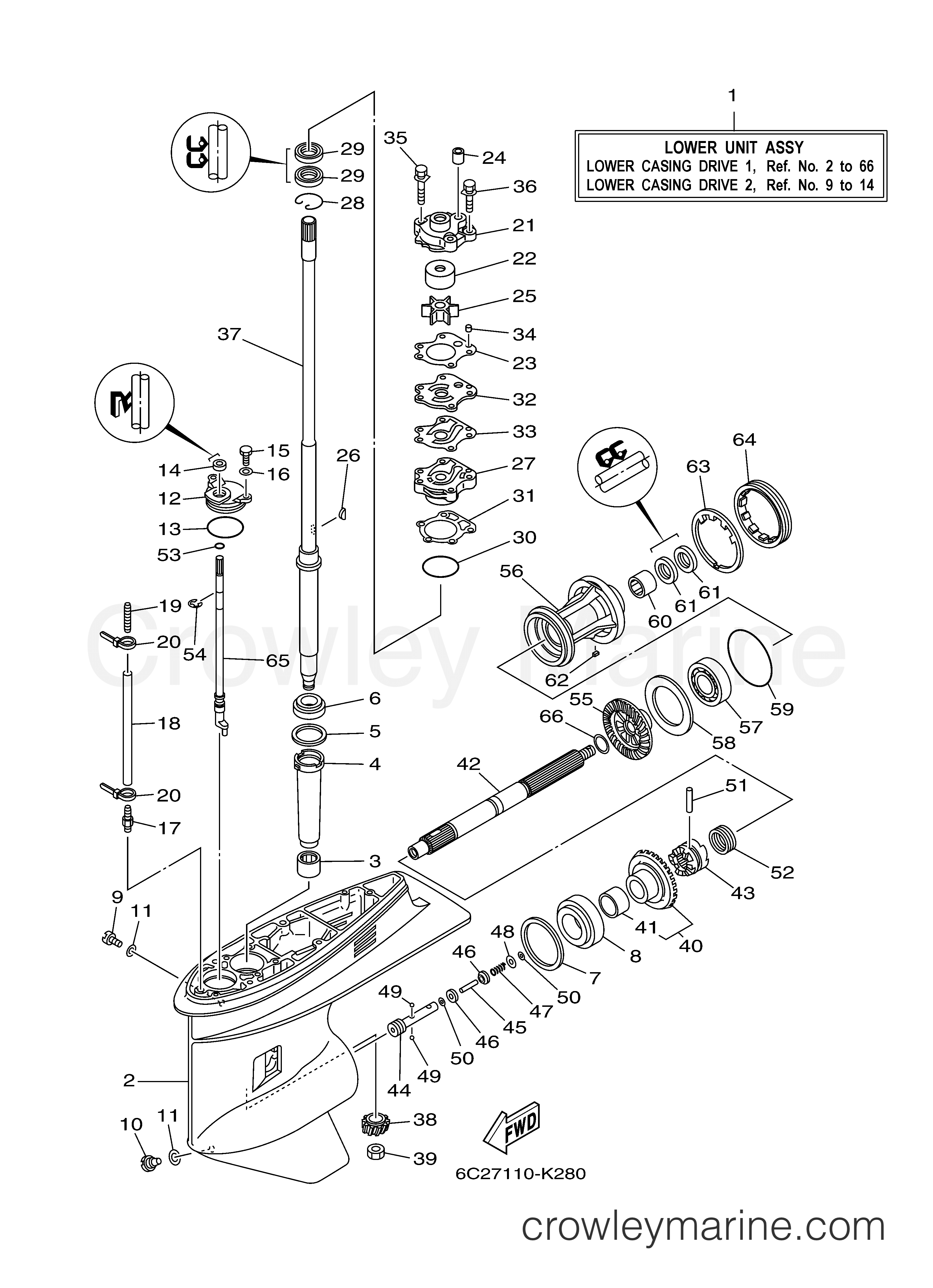 Yamaha Motors T60TLR - LOWER CASING DRIVE 1