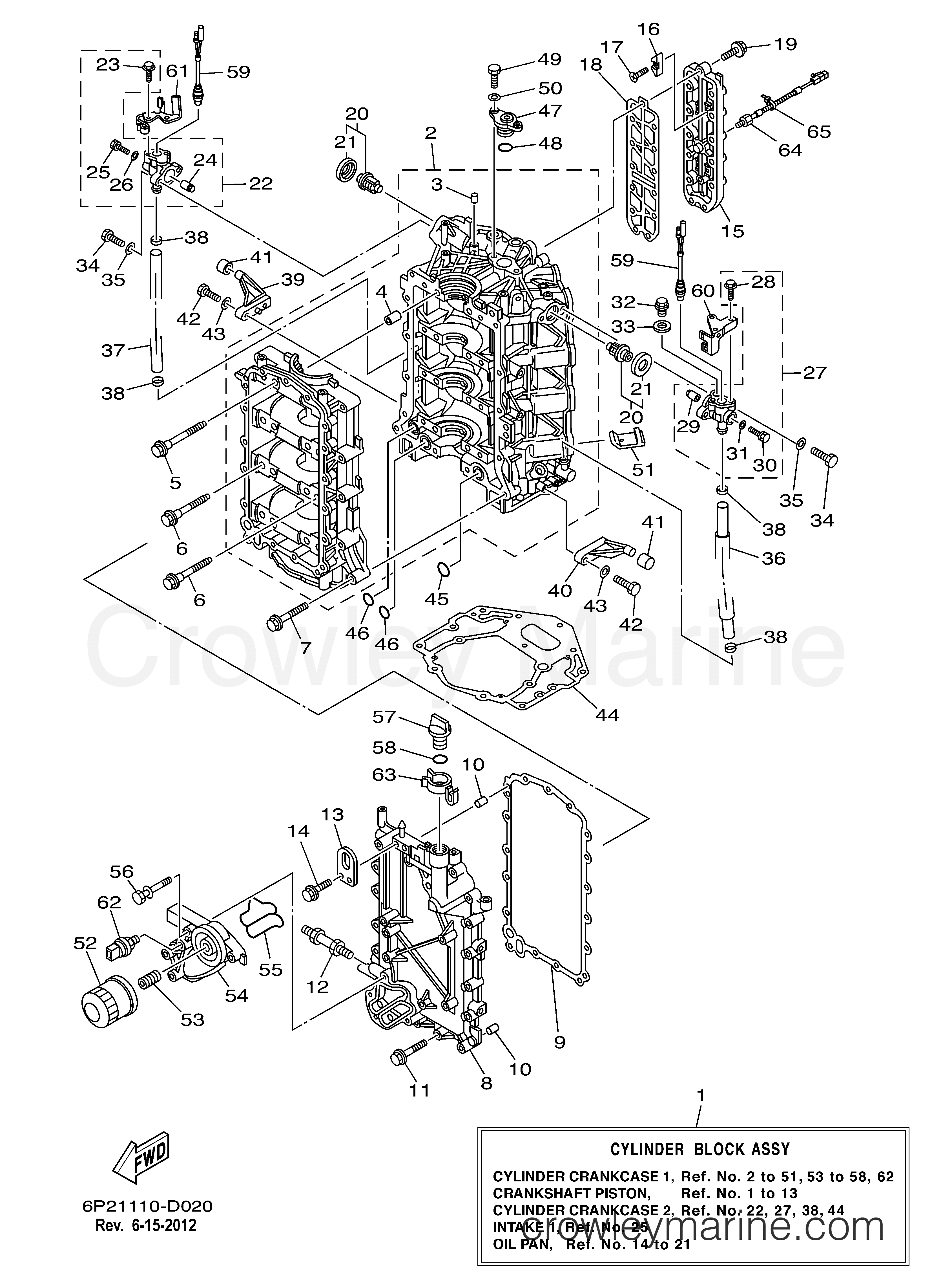 Yamaha Motors F250TXRD - CYLINDER CRANKCASE 1