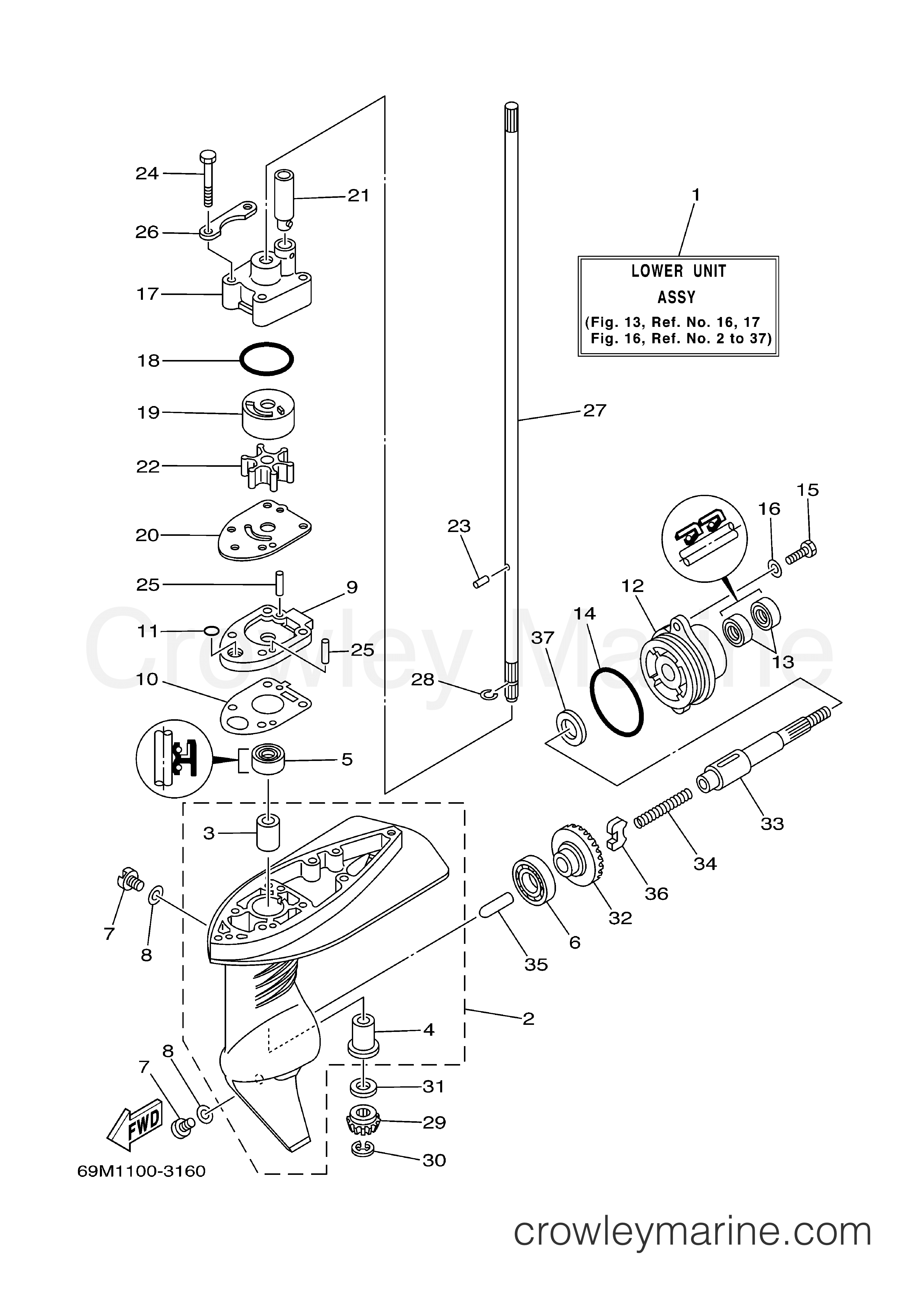 Yamaha Motors F2.5MSHB - LOWER CASING DRIVE 1