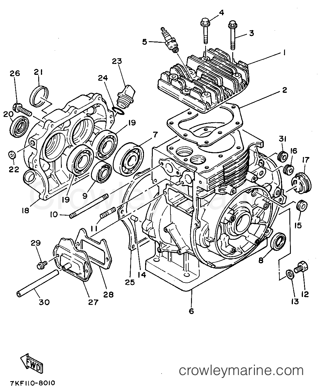 Yamaha Motors YS828TEC - CYLINDER - CRANKCASE
