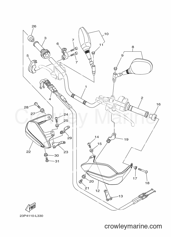 2012 Dirt Bike XT1200Z - XT1200Z (23PC) [010] - STEERING HANDLE & CABLE