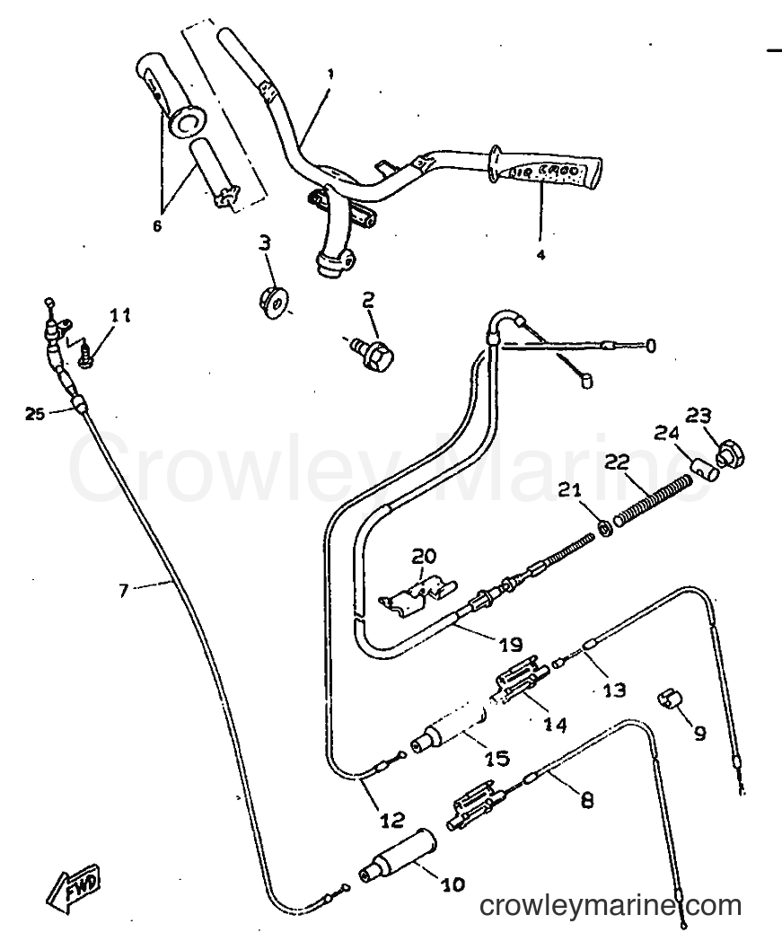 1998 Scooter CW50RSP - CW50RSP (5DX1) [010] - STEERING HANDLE & CABLE