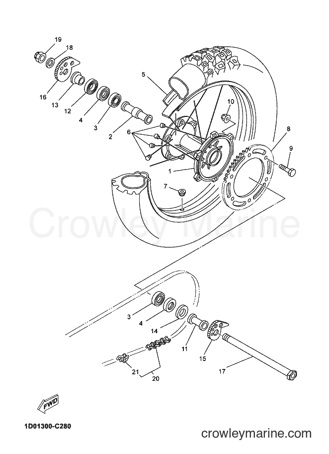 2004 Dirt Bike DT125RE - DT125RE (1D01) [070] - REAR WHEEL