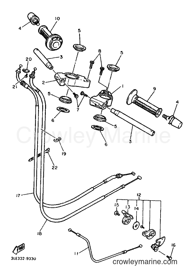 1990 Sport Bike FZR1000 - FZR1000 (3LE2) [999] - STEERING HANDLE & CABLE