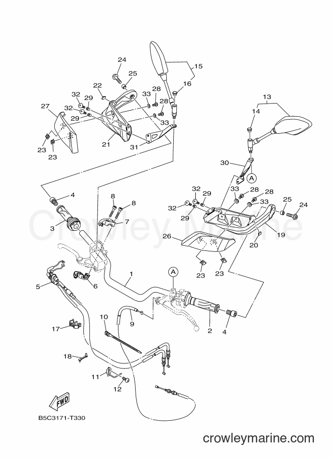 2018 Street Bike MTT850 - MTT850 (B5C3) [010] - STEERING HANDLE & CABLE