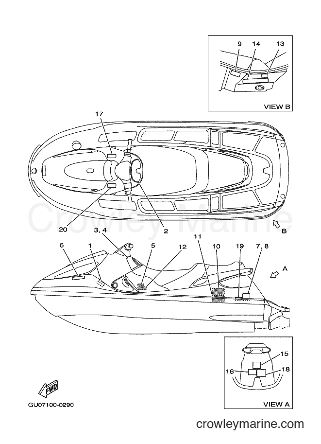 Yamaha Motors JET FOT GP800Y (66E7) [020] - IMPORTANT LABELS 2
