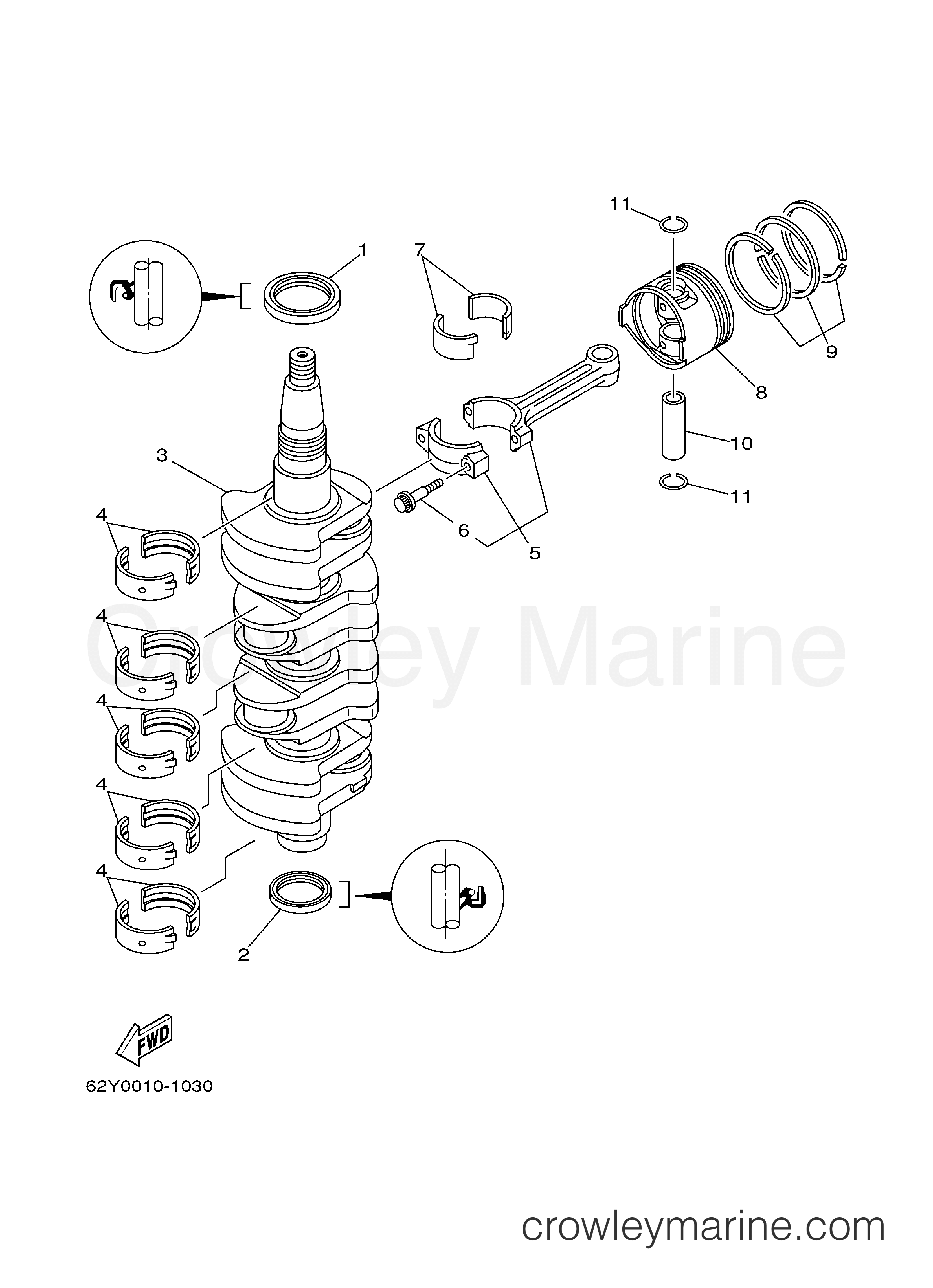 Yamaha Motors F50TLRZ - CRANKSHAFT  PISTON