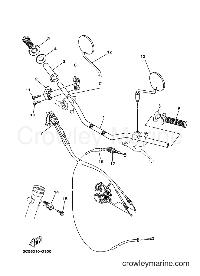 2014 Dirt Bike XT250 - XT250 (1YBF) [010] - STEERING HANDLE & CABLE